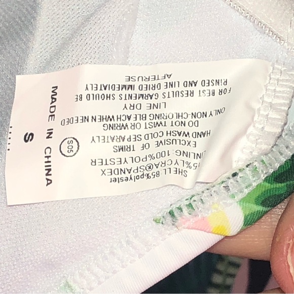 Light Blue Pineapple Tropical Floral One Piece Swimsuit High Cut Legs Size S - Picture 3 of 5